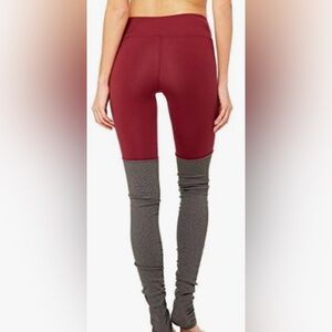 Alo Yoga Women's Goddess Ribbed Legging in Berry Stormy Heather